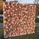 Aperturee - Aperturee Warm Color Rose Fabric Faux Floral Wall Party Decor